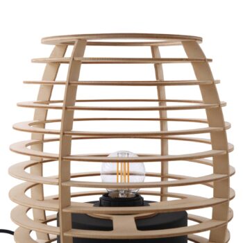 Stolná lampa Lindby Ediz, čierna, drevo, výška 25 cm, E27