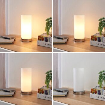Stolná lampa Lindby Elianna, biela, sklo, 24 cm, stmievateľná, E14