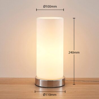 Stolná lampa Lindby Elianna, biela, sklo, 24 cm, stmievateľná, E14