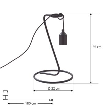 Stolná lampa Lindby Elira, čierna, kov, výška 35 cm, ES27