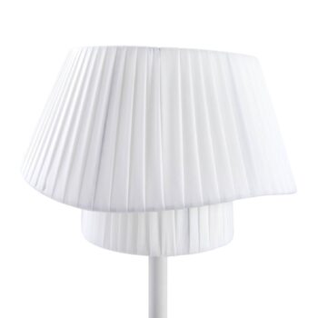 Stolná lampa Lindby Eryndor, biela, textil, Ø 30 cm, E27