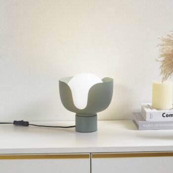 Stolná lampa Lindby Fiora, zelená, sklo, kov, Ø 20 cm