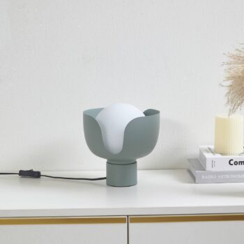 Stolná lampa Lindby Fiora, zelená, sklo, kov, Ø 20 cm