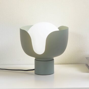 Stolná lampa Lindby Fiora, zelená, sklo, kov, Ø 20 cm