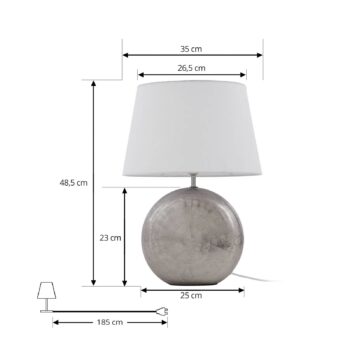 Stolná lampa Lindby Florentino, 49 cm, keramika, textil