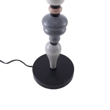 Stolná lampa Lindby Haldorin, sivá/čierna, textil, 62 cm