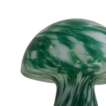 Stolná lampa Lindby Hubi, zelená, sklo, Ø 22 cm, tvar hríbu