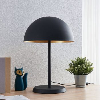 Stolná lampa Lindby Idalene, výška 51 cm, čierna, kov