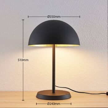 Stolná lampa Lindby Idalene, výška 51 cm, čierna, kov