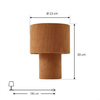 Stolná lampa Lindby Jone, svetlohnedá, textil, výška 30 cm, E27