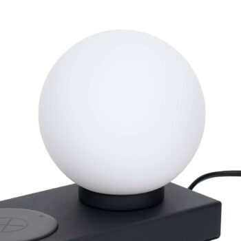 Stolná lampa Lindby Junis, čierna, funkcia nabíjania