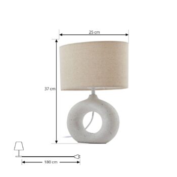 Stolná lampa Lindby Kody, béžová, textil, keramika, 37 cm