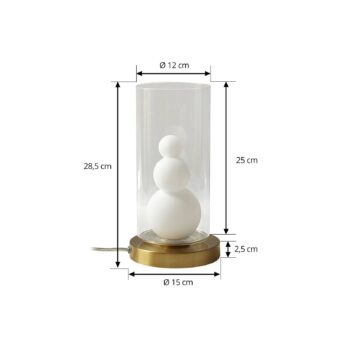 Stolná lampa Lindby Kupla, opál/čierna, sklo, Ø 20 cm, G9