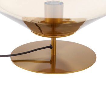 Stolná lampa Lindby Lelia, jantárová farba, sklo, kov, Ø 35 cm