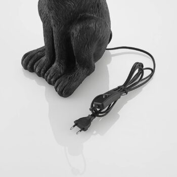 Stolná lampa Lindby Lorentina, 56 cm, králik, čierna, textil