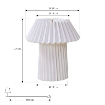 Stolná lampa Lindby Magali, biela, papier, Ø 34 cm, E14