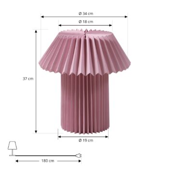 Stolná lampa Lindby Magali, ružová, papier, Ø 34 cm, E14