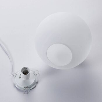 Stolná lampa Lindby Marike, biela, sklo, guľa, Ø 25 cm, E27