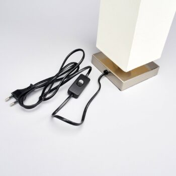 Stolná lampa Lindby Martje, výška 35 cm, biela, textil, kov