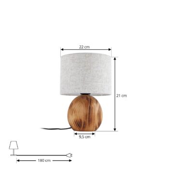 Stolná lampa Lindby Mayumi, výška 31 cm, drevo, textil