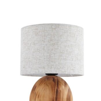 Stolná lampa Lindby Mayumi, výška 31 cm, drevo, textil