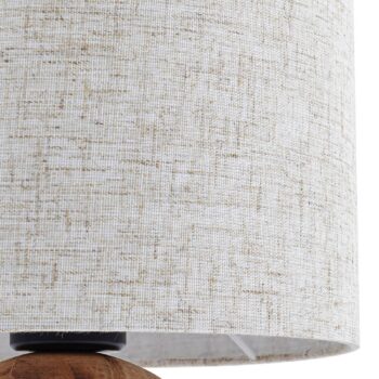 Stolná lampa Lindby Mayumi, výška 31 cm, drevo, textil
