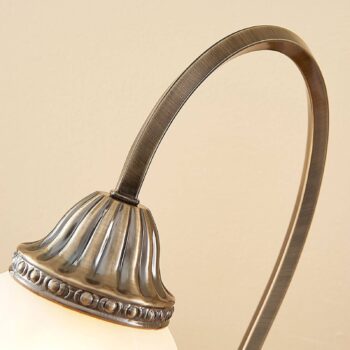 Stolná lampa Lindby Mialina, 42 cm, biela, sklo, kov