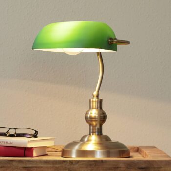 Stolná lampa Lindby Milenka, bronz, výška 38 cm, kov
