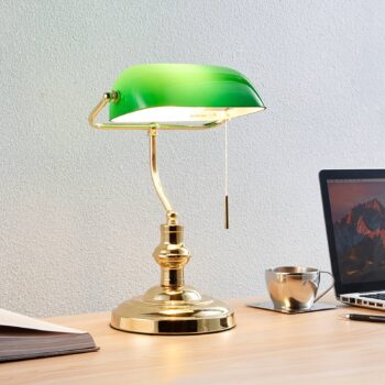 Stolná lampa Lindby Milenka, mosadz, výška 39 cm, kov