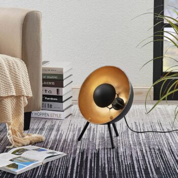 Stolná lampa Lindby Muriel, výška 38 cm, čierna, zlatá, kov