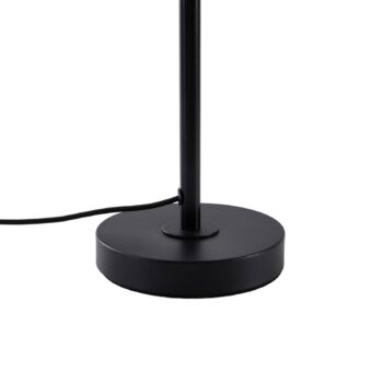 Stolná lampa Lindby Nerys, čierna, bambus, Ø 28 cm