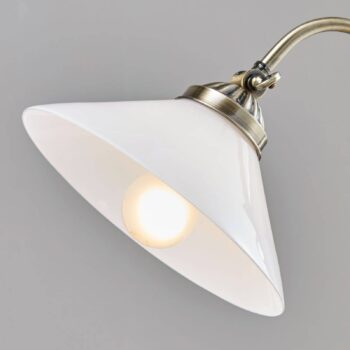 Stolná lampa Lindby Otis, starožitná mosadz, sklo, 60 cm, E14