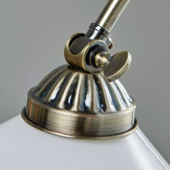 Stolná lampa Lindby Otis, starožitná mosadz, sklo, 60 cm, E14