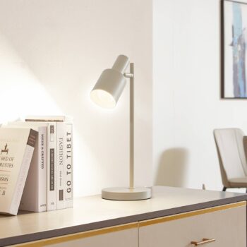 Stolná lampa Lindby Ovelia, béžová, kov, E27
