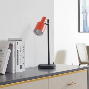 Stolná lampa Lindby Ovelia, oranžová/čierna, kov, E27