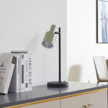 Stolná lampa Lindby Ovelia, zelená/čierna, kov, E27