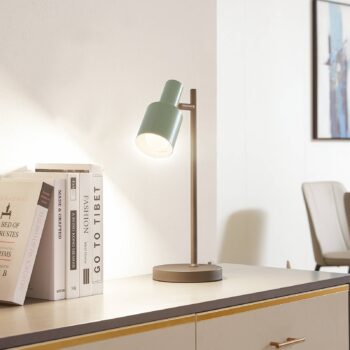 Stolná lampa Lindby Ovelia, zelená/čierna, kov, E27