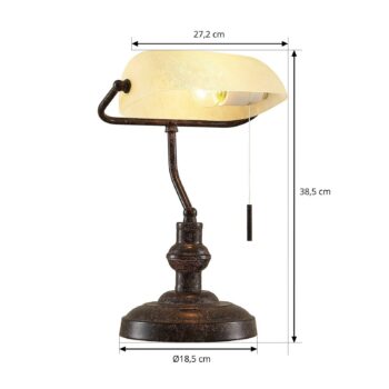 Stolná lampa Lindby Profina, 39 cm, hrdzavohnedá, oceľ