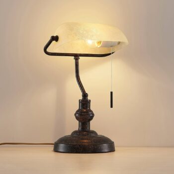 Stolná lampa Lindby Profina, 39 cm, hrdzavohnedá, oceľ