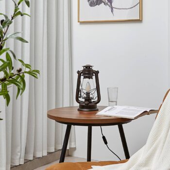 Stolná lampa Lindby Raisa, hrdzavá farba, kov, svietidlo, E14