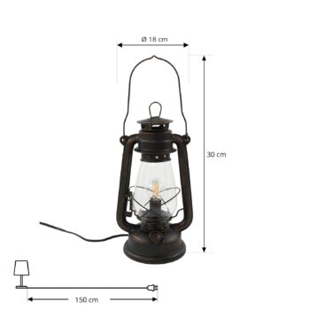 Stolná lampa Lindby Raisa, hrdzavá farba, kov, svietidlo, E14
