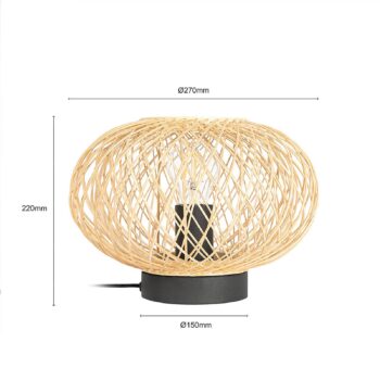 Stolná lampa Lindby Solvira, bambusové prútie, okrúhla