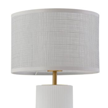 Stolná lampa Lindby Sorscha, biela, železo, Ø 26 cm