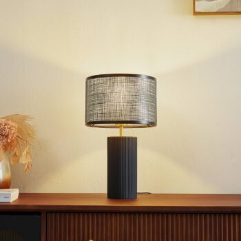 Stolná lampa Lindby Sorscha, čierna, železo, Ø 26 cm