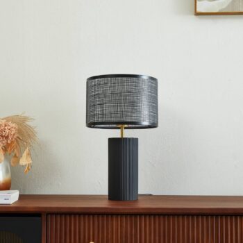 Stolná lampa Lindby Sorscha, čierna, železo, Ø 26 cm