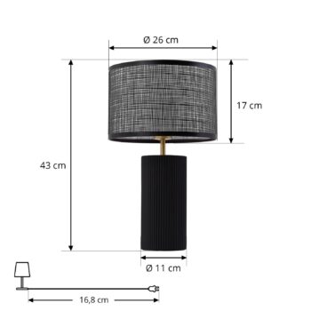 Stolná lampa Lindby Sorscha, čierna, železo, Ø 26 cm