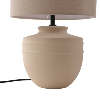 Stolná lampa Lindby Thalassia, béžová, Ø 30 cm, keramika