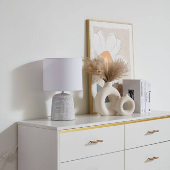Stolná lampa Lindby Thalassia, biela, Ø 26 cm, keramika