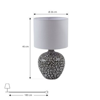 Stolná lampa Lindby Thalassia, čierna/biela, Ø 26 cm, keramika