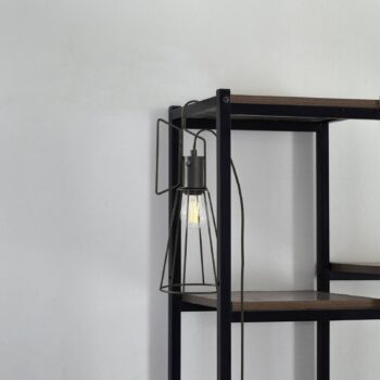 Stolná lampa Lindby Tharion, čierna, kov, Ø 15,4 cm